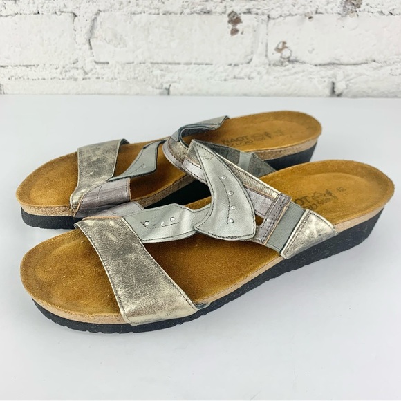 NAOT Kimberly Wedge Metallic Distressed Sandals EU42/L11 - Picture 3 of 11